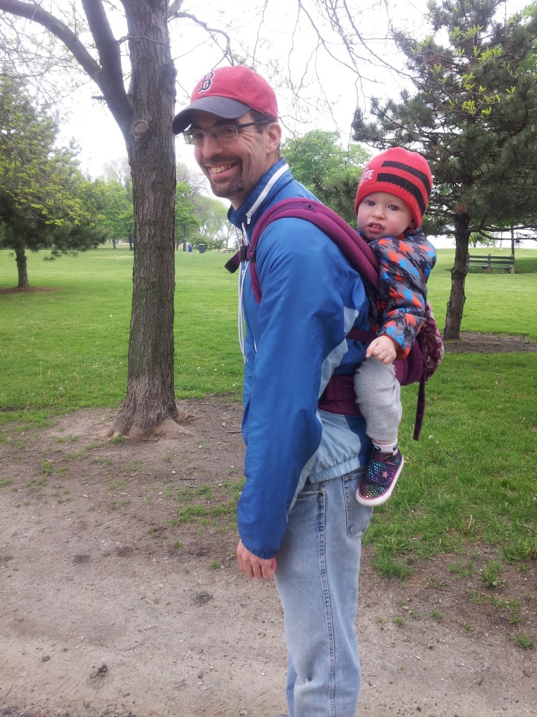 Josh Wilker babywearing. 