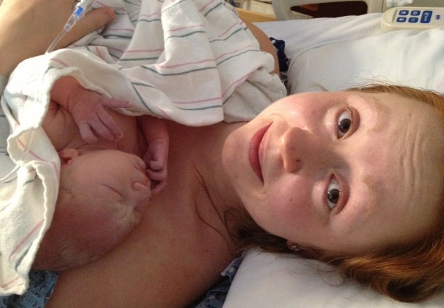 Tara with newborn