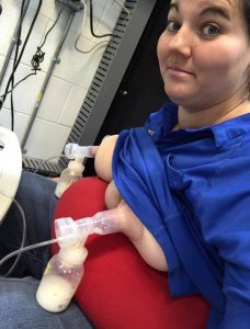 Kristi, Nicole, breastfeeding mom, pumping at work